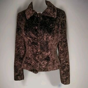 Textured Brown Velvet Jacket Made in England Charles Gray Fitted Rare Find